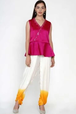 Twenty Nine Bandhani Cape Set With Mirrorwork Top -Inca Sales Store act129b 4