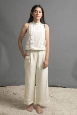 Ahmev Silk Brocade Double Breasted Top