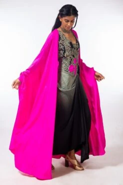 Anamika Khanna Black & Pink Cape Set -Inca Sales Store ak 14721 4 2