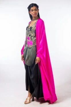 Anamika Khanna Black & Pink Cape Set -Inca Sales Store ak 14721 4 3