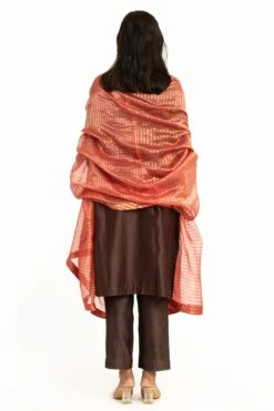 Akaaro Red Striped Silk Zari Dupatta 7 Akaaro Red Striped Silk Zari Dupatta -Inca Sales Store ak6007 3