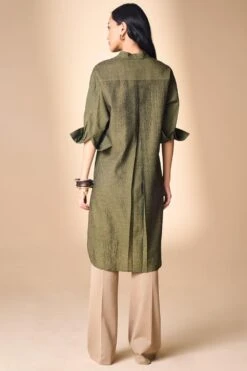 Alamelu Moss Green Tunic With Metallic Embroidery Details -Inca Sales Store alfw 003 3