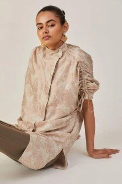 Alamelu Rose Gold Texture Printed Shirt -Inca Sales Store alme059 2