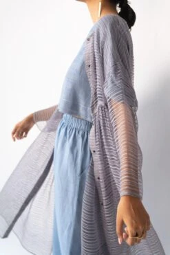 Urvashi Kaur Grey Linen Sheer Overlay -Inca Sales Store apara 87 5