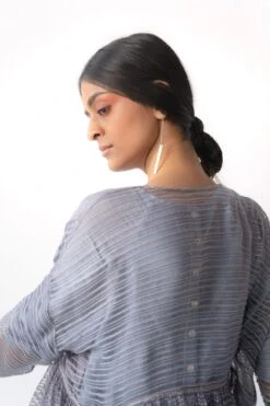 Urvashi Kaur Grey Linen Sheer Overlay -Inca Sales Store apara 87 7