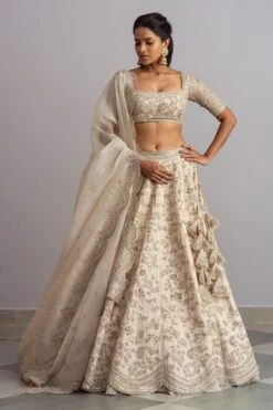 Anushree Reddy Ivory Organza Lehenga Set