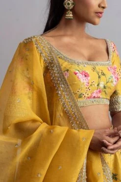 Anushree Reddy Mustard Floral Printed Lehenga Set -Inca Sales Store ar014 5