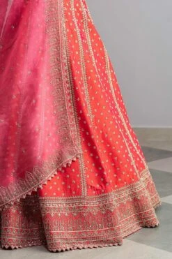 Anushree Reddy Flame Red Raw Silk Lehenga Set -Inca Sales Store ar027 5