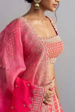 Anushree Reddy Flame Red Raw Silk Lehenga Set -Inca Sales Store ar027 6