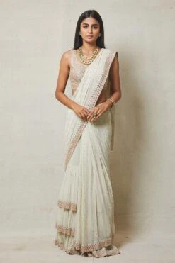 Arpita Mehta Ruffle Sari With Embrodiered Blouse