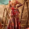 Aisha Rao Red Printed Peplum Sharara Set -Inca Sales Store arprtf ss02 1