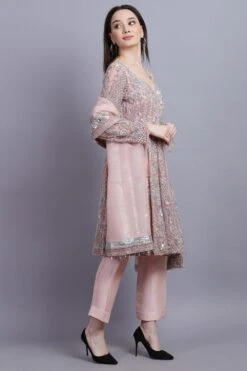 Asira Pink Net Embroidered Anarkali Set -Inca Sales Store as26064 2
