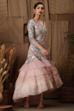 Shriya Som Floral Embroidered Pink Jacket Dress -Inca Sales Store augss15 2