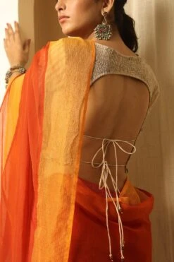 Medha Ivory Striped Chanderi Blouse -Inca Sales Store aw bl wcw 5 1