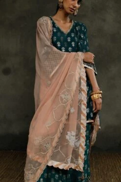 Sunira Designs Pink Silk Georgette Bordered Dupatta -Inca Sales Store b2217c 3