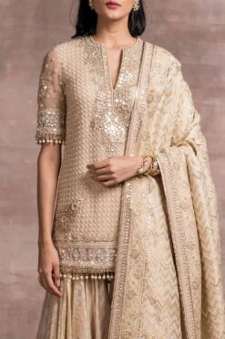 Tarun Tahiliani Ivory & Gold Kalidar Sharara Set -Inca Sales Store br awu pkz sha 1 cw 01 4