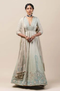 Tarun Tahiliani Mint Kalidar Anarkali With Embroidery Details