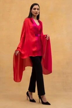 Amit Aggarwal Fuschia Ombre Panelled Cape With Belt 9 Amit Aggarwal Fuschia Ombre Panelled Cape With Belt -Inca Sales Store c 1 1