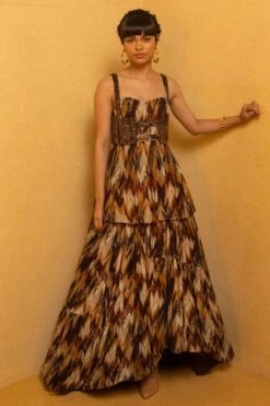 Nikita Mhaisalkar Brown Embellished Corset Belt