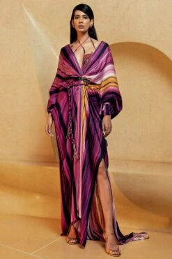 Nikita Mhaisalkar Berry Stroke Printed Kaftan