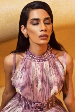 Nikita Mhaisalkar Lilac Tulle Embellished Corset Belt -Inca Sales Store ca trs22 033 4