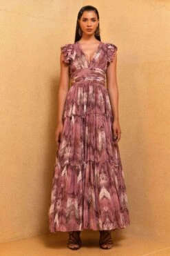 Nikita Mhaisalkar Lilac Floss Print Ruffle Maxi Dress
