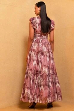 Nikita Mhaisalkar Lilac Floss Print Ruffle Maxi Dress -Inca Sales Store ca trs22 052 4