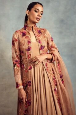 Nikita Mhaisalkar Peach Candy Anarkali Set With Embellished Jacket -Inca Sales Store ca trs22 094 4