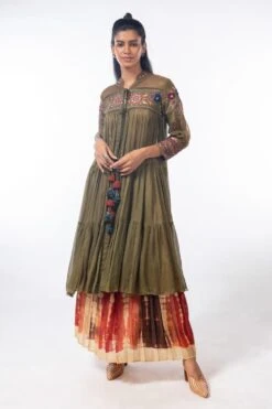 CAPISVIRLEO Moss Green Kurta