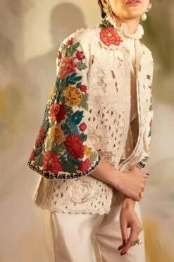 Chandrima Short Ivory Cutwork Jacket -Inca Sales Store cfw21j07 3