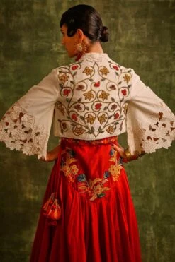 Chandrima Ivory Chanderi Sequins Beadwork Jacket -Inca Sales Store cfw21j19 3