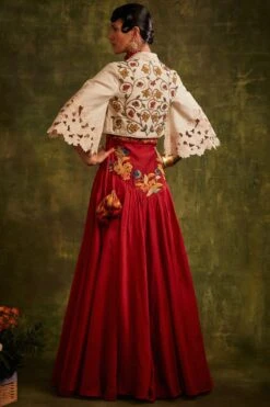 Chandrima Ivory Chanderi Sequins Beadwork Jacket -Inca Sales Store cfw21j19 4