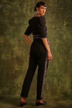Chandrima Black Kala Cotton Beadwork Jumpsuit -Inca Sales Store cfw21js25 3