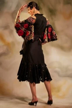 Chandrima Black Cold Shoulder Top With Bell Sleeves 7 Chandrima Black Cold Shoulder Top With Bell Sleeves -Inca Sales Store cfw21t32 3