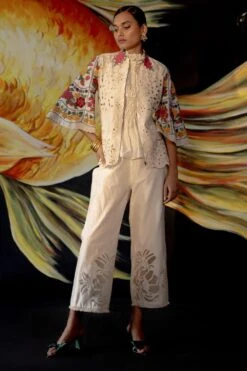 Chandrima Ivory Floral Embroidered Jacket