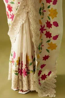 Chandrima Ivory Cutwork Organza Sari -Inca Sales Store ch1128 3