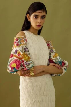 Chandrima Ivory Cold Shoulder Dress -Inca Sales Store ch1209 3