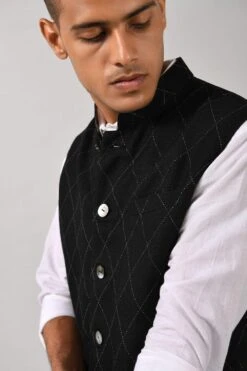 Countrymade Linen Bundi With Stitch Detailing -Inca Sales Store cm btc bd 03 4