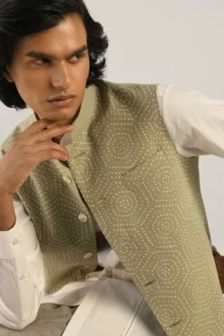 Countrymade Sage Green Linen Bundi -Inca Sales Store cm ctd bd 04 4