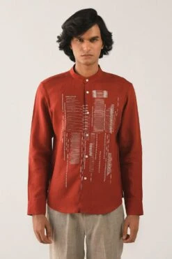 Countrymade Earth Red Embroidered Shirt