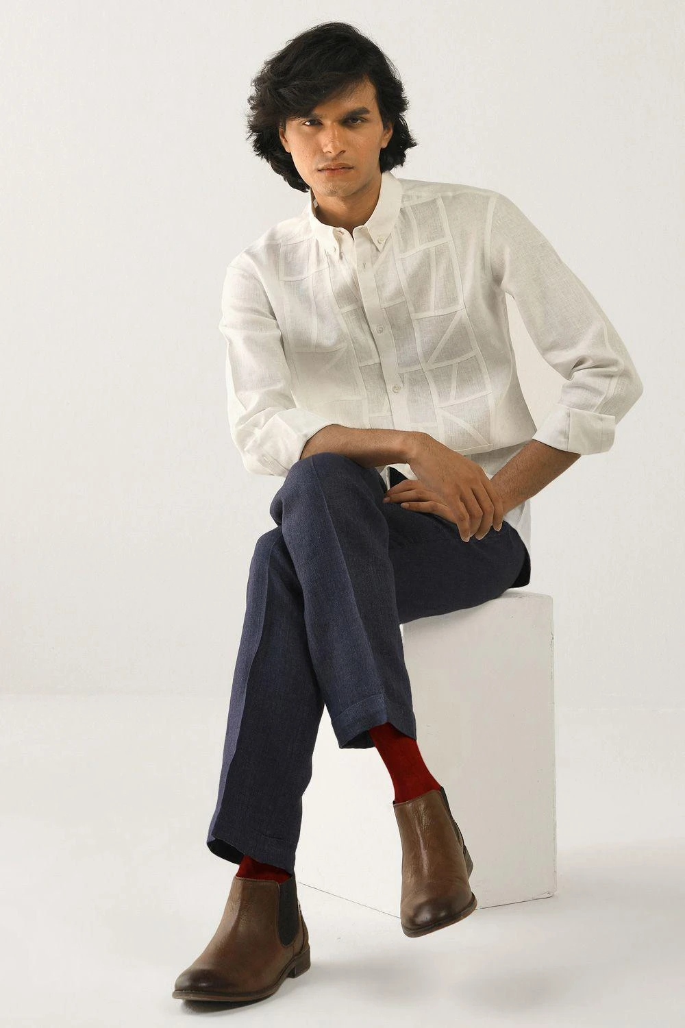 Countrymade Ivory Linen Cotton Shirt With Stitch Detailing 6 Countrymade Ivory Linen Cotton Shirt With Stitch Detailing - Image 4