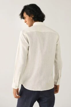 Countrymade Ivory Linen Cotton Shirt With Stitch Detailing 11 Countrymade Ivory Linen Cotton Shirt With Stitch Detailing -Inca Sales Store cm ctd sh 10 5