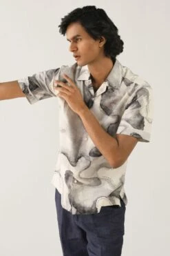 Countrymade Ivory Print Short Sleeves Shirt -Inca Sales Store cm ctd sh 11 2