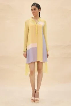 Abhishek Sharma Colour Blocked High Low Tunic