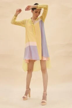 Abhishek Sharma Colour Blocked High Low Tunic 10 Abhishek Sharma Colour Blocked High Low Tunic -Inca Sales Store csh2sunflower 2