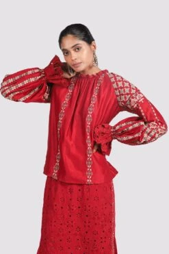 Chandrima Red Chanderi Top -Inca Sales Store css20t09 3 1