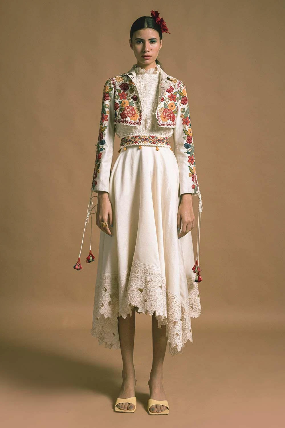 Chandrima Embroidered Short Jacket With Tie Up Sleeves 3 Chandrima Embroidered Short Jacket With Tie Up Sleeves