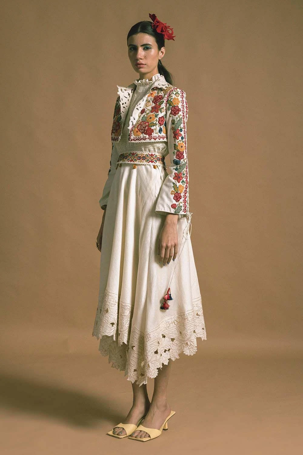 Chandrima Embroidered Short Jacket With Tie Up Sleeves 4 Chandrima Embroidered Short Jacket With Tie Up Sleeves - Image 2