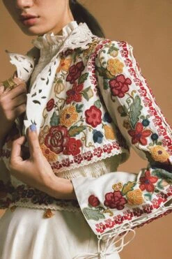 Chandrima Embroidered Short Jacket With Tie Up Sleeves 8 Chandrima Embroidered Short Jacket With Tie Up Sleeves -Inca Sales Store css21j15 3