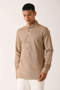 Dhruv Vaish Beige Cotton Linen Shirt
